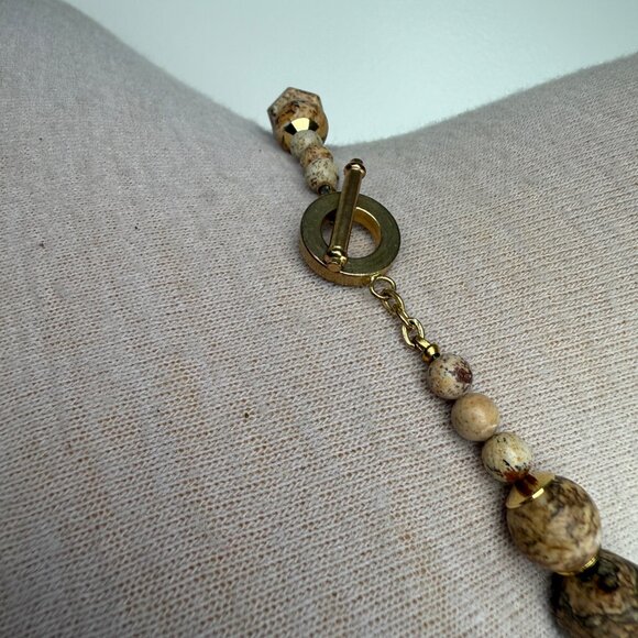 Chunky Jasper Stone MOP Beaded Necklace 22.75" - Picture 7 of 8